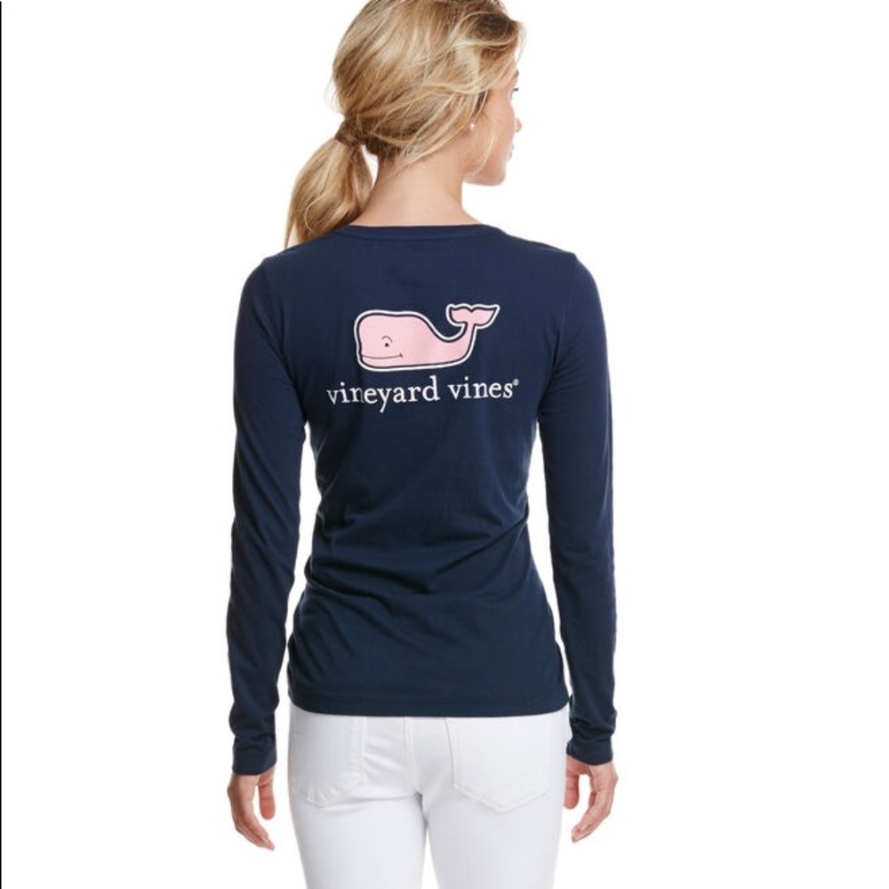 Vineyard Vines Navy Long Sleeve Pocket Tee